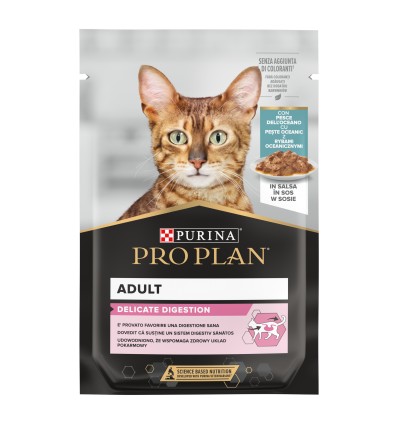 Purina Pro Plan Gatos Húmidos Nutri Savour Delicate Peixe do oceano Saq. 85gr