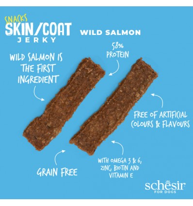 Schesir Snacks Cão Skin/Coat Jerky Grain Free Salmão 115gr