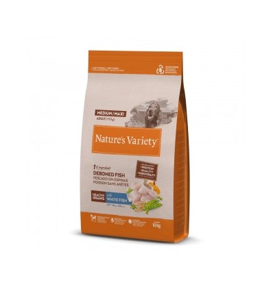 Nature's Variety Cão Cereais Saudáveis Medium/Maxi Peixe Branco