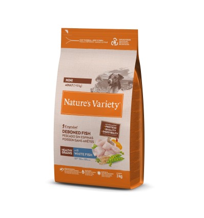 Nature's Variety Cão Cereais Saudáveis Mini Adulto Peixe Branco
