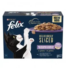 Purina Gatos Húmidos Felix Deliciously Sliced (Seleção Favoritos) 12x80gr.