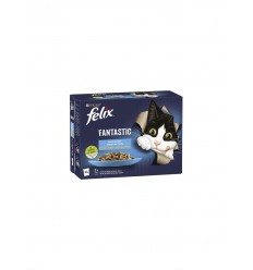 Purina Gatos Húmidos Felix Fantastic (Seleção de Peixes) 12x80gr.