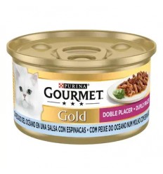 Purina Gourmet Gold Duplo Prazer Peixe do Oceano e Espinafres 85gr