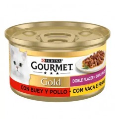 Purina Gourmet Gold Duplo Prazer Com Carne Vaca e Frango 85gr