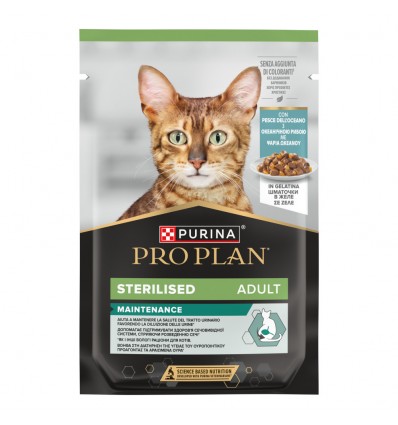 Purina Pro Plan Gatos Húmidos Adulto Esterilizado Peixe do oceano em gelatina