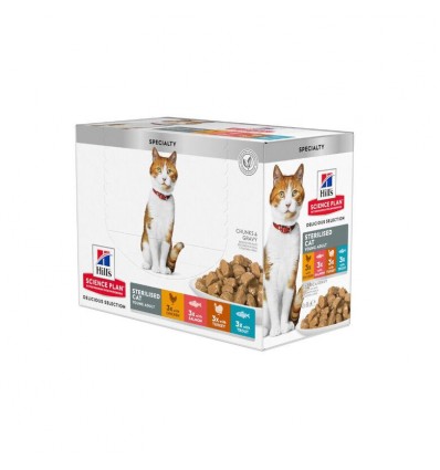 Hill's Science Plan Esterilizado Adulto Frango, Salmão, Perú e Truta (Multipack) 12x85gr