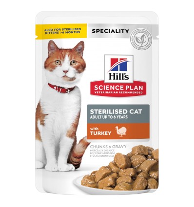 Hill's Science Plan Esterilizado Adulto Frango, Salmão, Perú e Truta (Multipack) 12x85gr