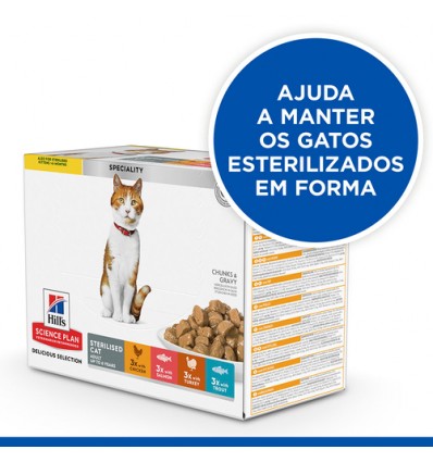 Hill's Science Plan Esterilizado Adulto Frango, Salmão, Perú e Truta (Multipack) 12x85gr