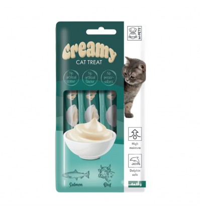 Creamy Snacks Gato com Salmão e Vaca 60gr (4x15gr)