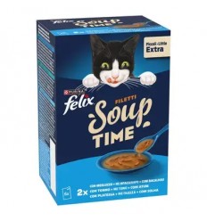 Purina Gatos Húmidos Felix Soup Original (seleção de peixes) 6x48gr.