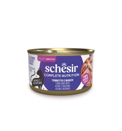 Schesir Gato Húmidos Complete Nutrition in broth Atum com Carne