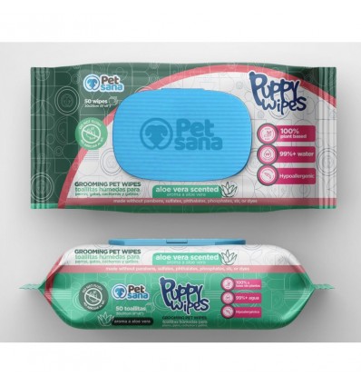 Dapac PetSana Toalhitas de Limpeza Aloe Vera p/ Cão 50 uni.